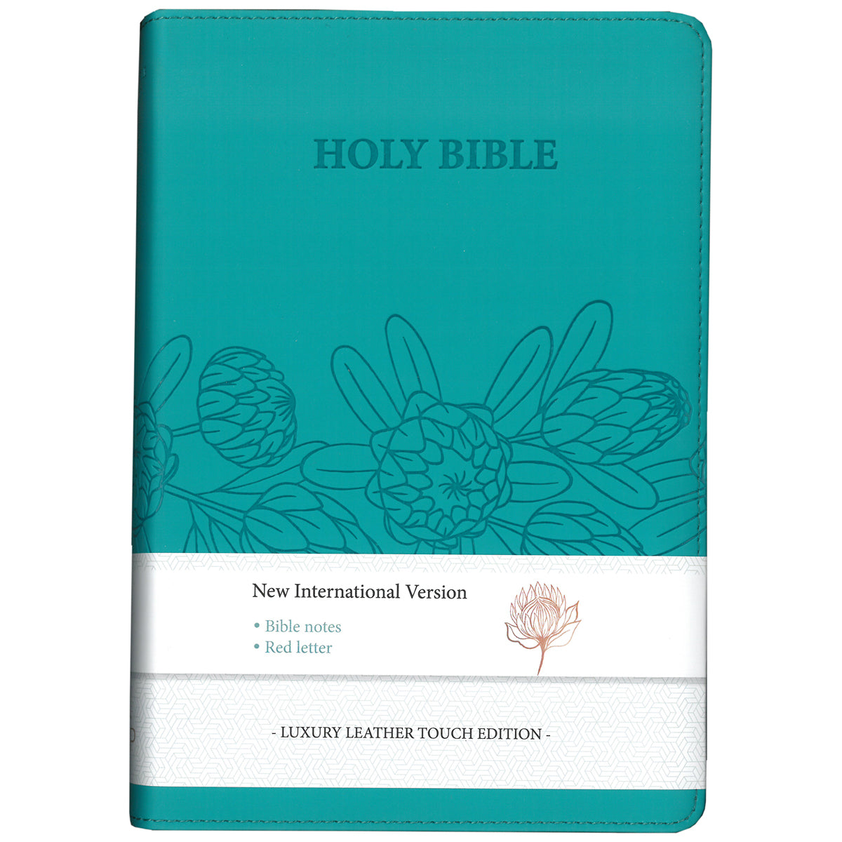 NIV Sea Green Protea Imitation Leather Compact Holy Bible Red