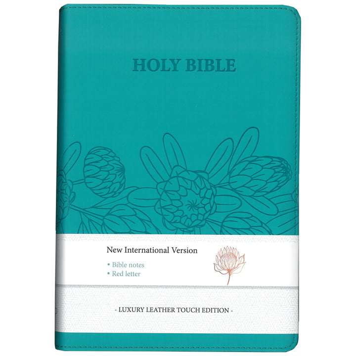 NIV Sea Green Protea Imitation Leather Compact Holy Bible Red Letter