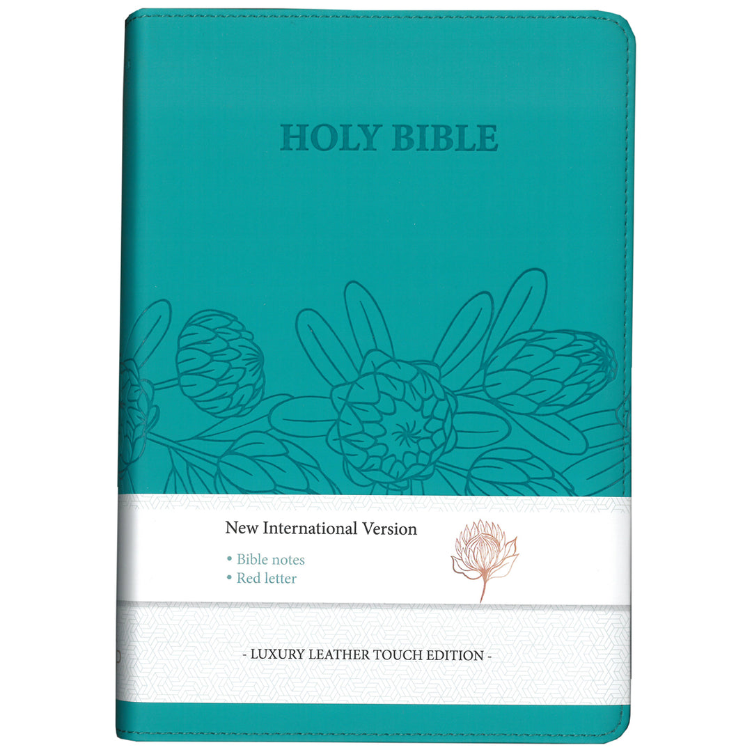 NIV Sea Green Protea Imitation Leather Compact Holy Bible Red Letter