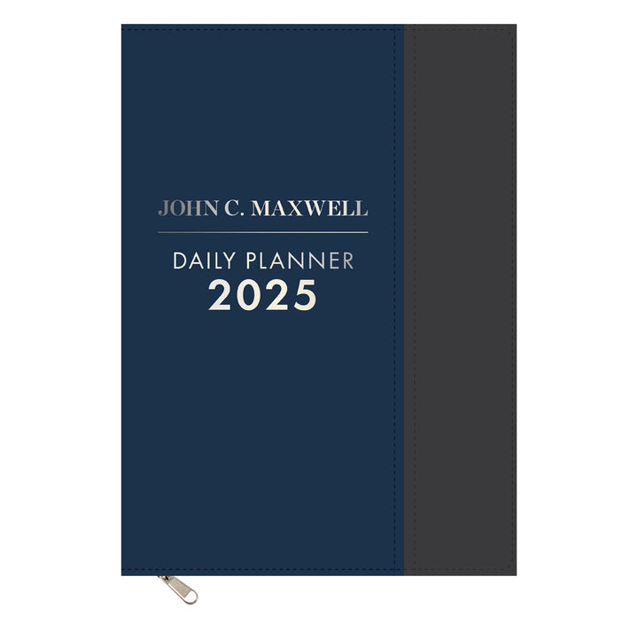 2025 John Maxwell Diary - Daily Planner Navy and Grey - Imitation Leather with Zip