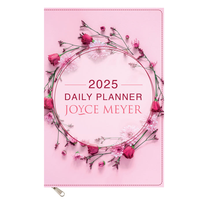 2025 Joyce Meyer A5 Diary - Daily Planner Pink - Imitation Leather with Zip