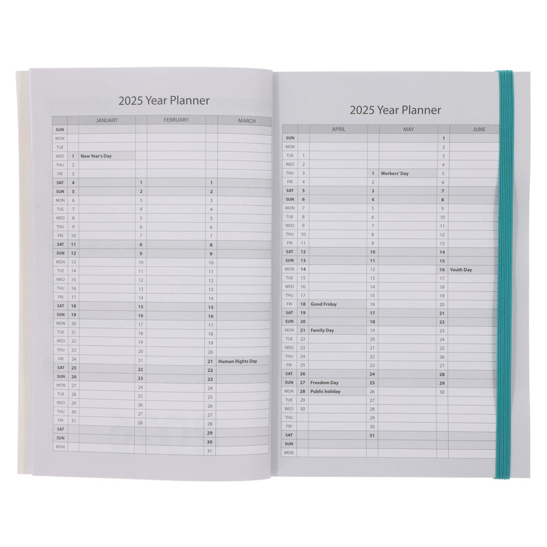 2025 A5 Diary - Daily Planner - Twisted Foliage - Paperback