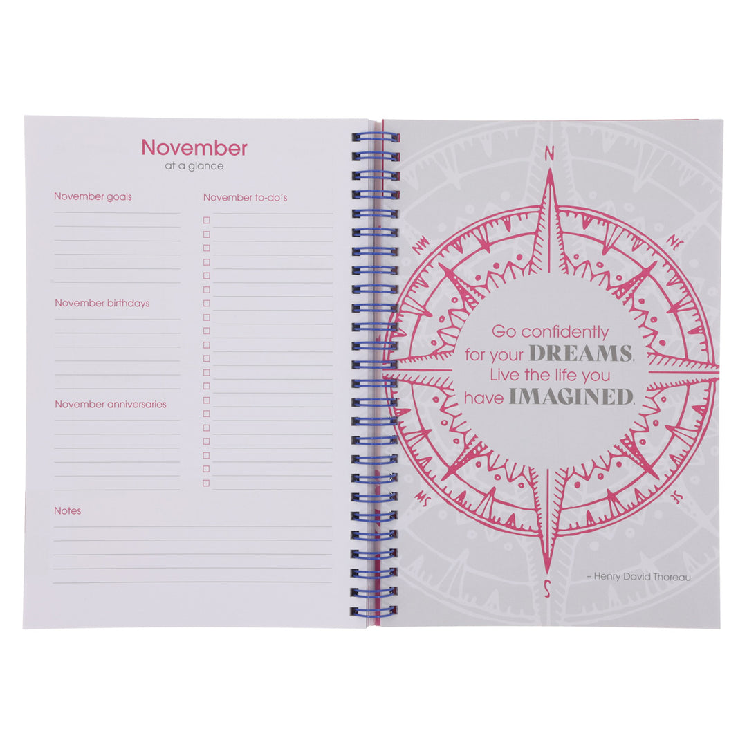 2025 Diary - Daily Planner - Inspirational - Live in Wonder - Wirebound