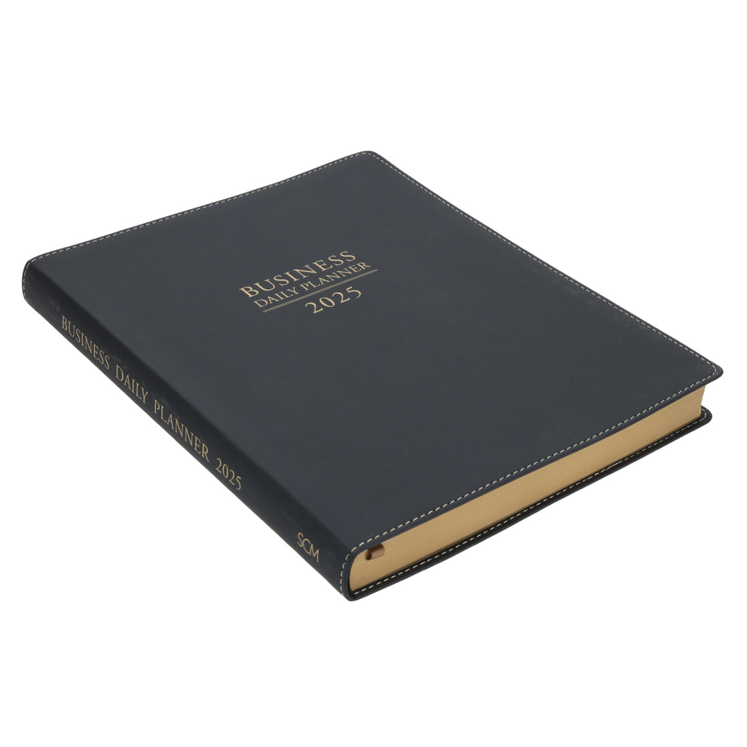 2025 Business Diary - Daily Planner Black - Imitation Leather