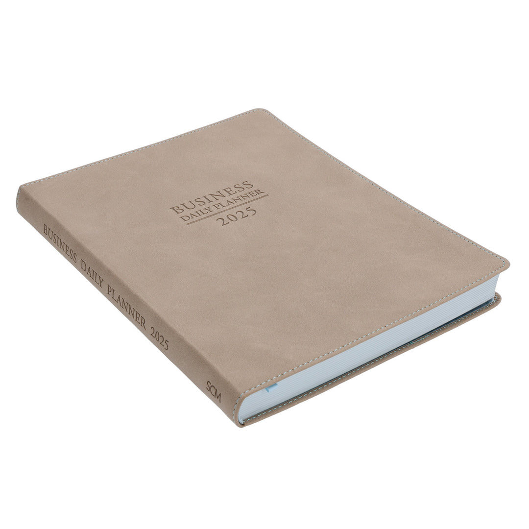 2025 Business Diary - Daily Planner Taupe - Imitation Leather