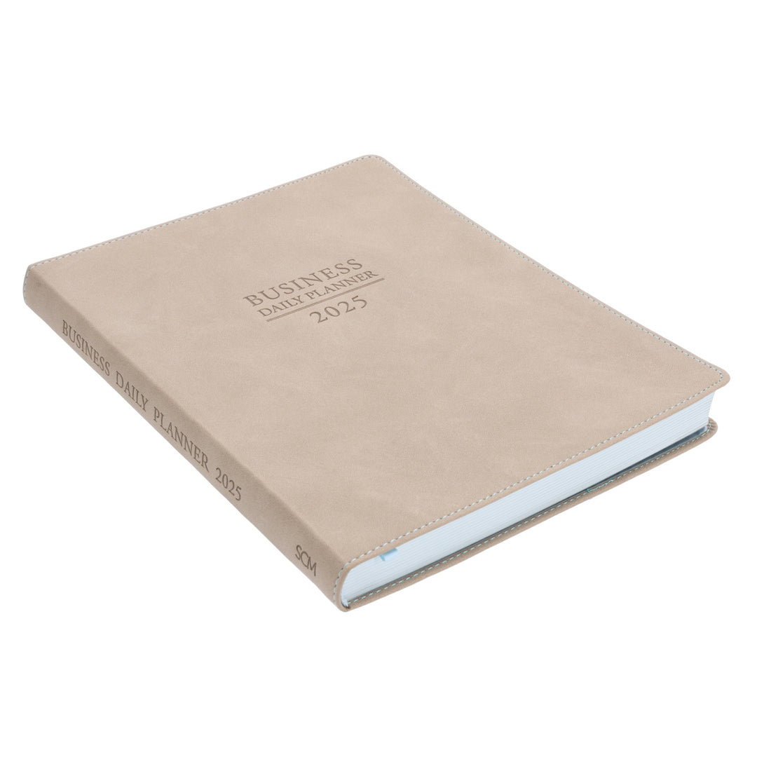 2025 Business Diary - Daily Planner Taupe - Imitation Leather