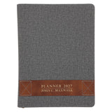 2027 John Maxwell A5 Diary - Daily Planner Grey - Imitation Leather with Zip