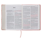 NLT Pink Floral Faux Leather Bible Large Print