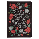 She Is Clothed with Strength and Dignity Genuine Leather Hardcover Journal