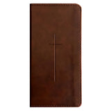 NLT Brown Cross Imitation Leather Filament Pocket Thinline Bible Red Letter