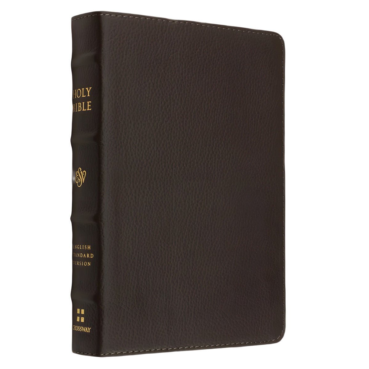 ESV Deep Brown Buffalo Leather Compact Bible Red Letter Large Print