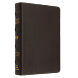 ESV Deep Brown Buffalo Leather Compact Bible Red Letter Large Print