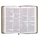 ESV Saddle Brown Full Grain Leather Thinline Bible Red Letter