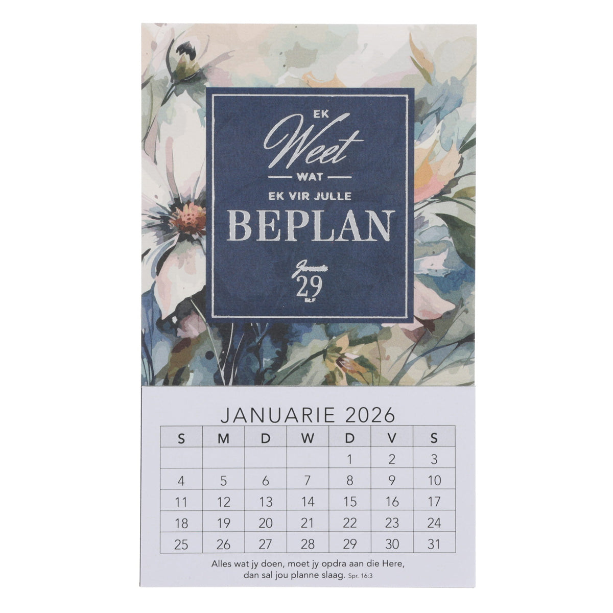 2026 Klein Magnetiese Kalender - Ek Weet Wat Ek vir Julle Beplan