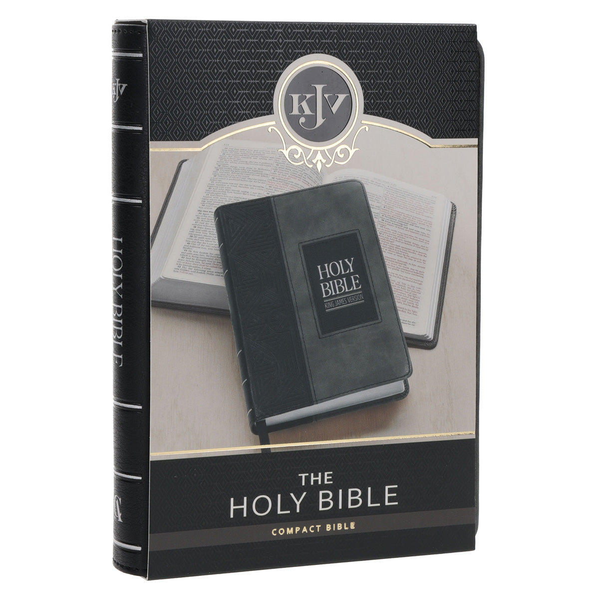 KJV Black and Grey Faux Leather Compact Bible