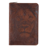 KJV Brown Lion Faux Leather Compact Bible with Zip