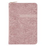 KJV Dusty Pink Faux Leather Compact Bible with Zip