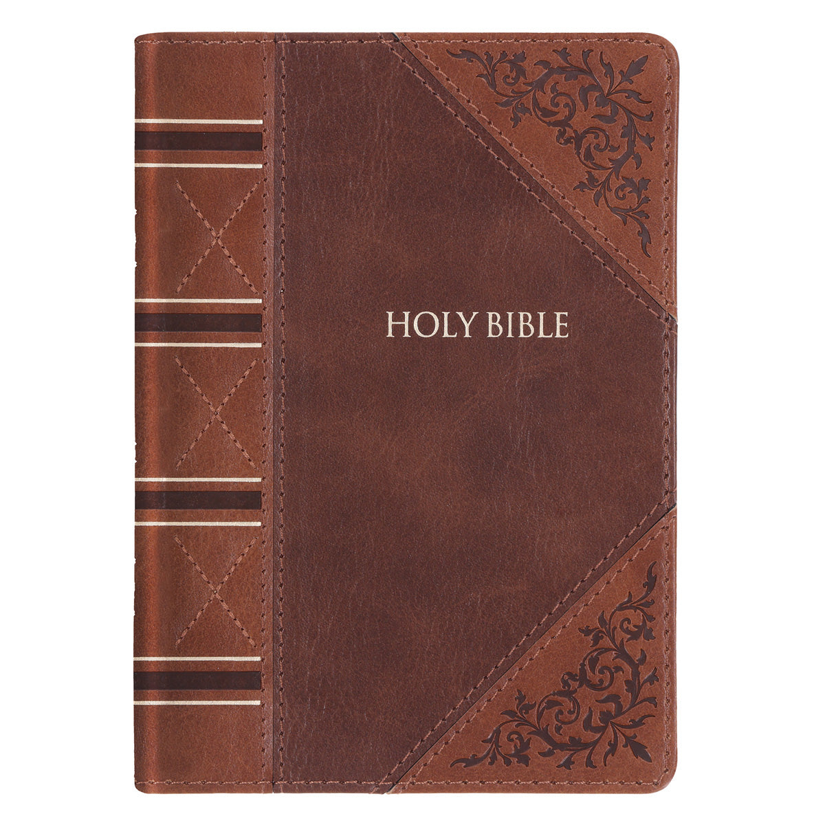 KJV Two-Tone Brown Faux Leather Compact Large Print Bible