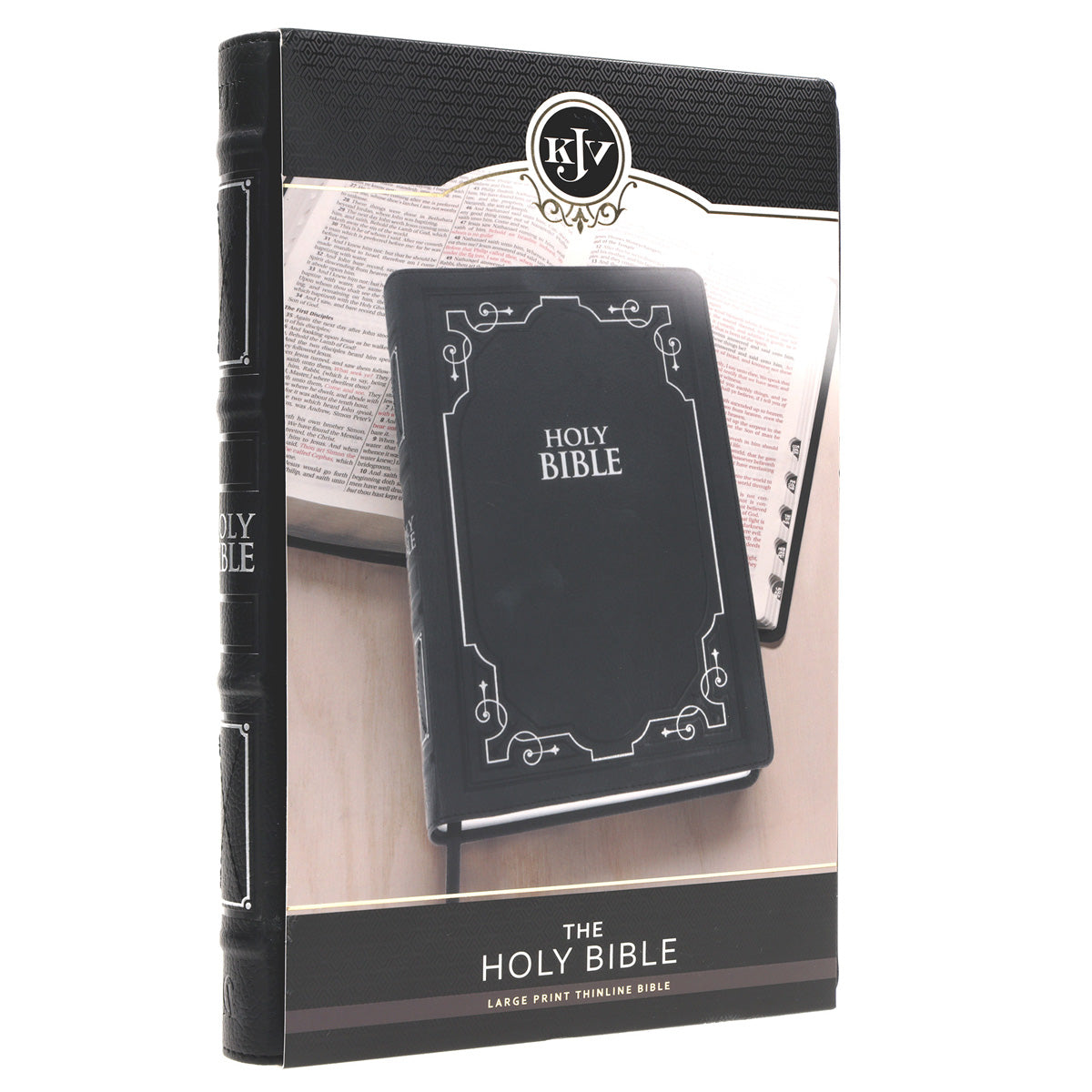 KJV Black Frame Faux Leather Thinline Large Print Bible