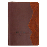 Faith Mountains Brown Faux Leather Journal with Zipped Closure