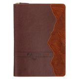 Faith Mountains Brown Faux Leather Journal with Zipped Closure