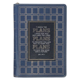 I Know the Plans Navy Grid Faux Leather Journal with Zipped Closure