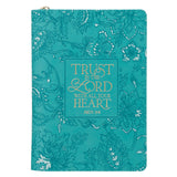 Trust in the Lord with All Your Heart Teal Faux Leather Journal with Zipped Closure