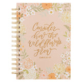 Consider How the Wildflowers Grow Orange Hardcover Wirebound Journal