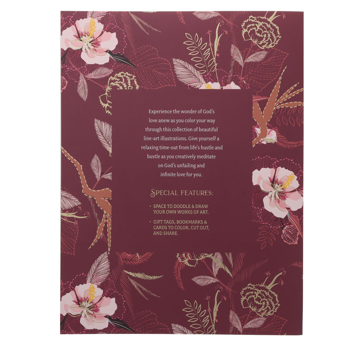 A Garland of Grace Floral Burgundy Coloring Book (Paperback)