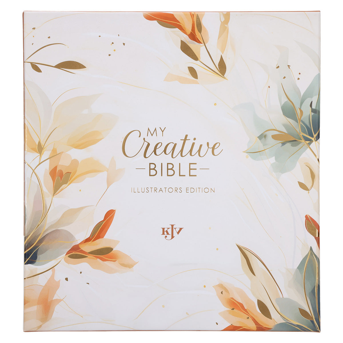 KJV Cream & Gold Leaves Spiral-Bound Faux Leather My Creative Bible Illustrators Edition