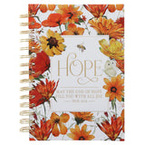 Hope Orange Floral Hardcover Wirebound Journal
