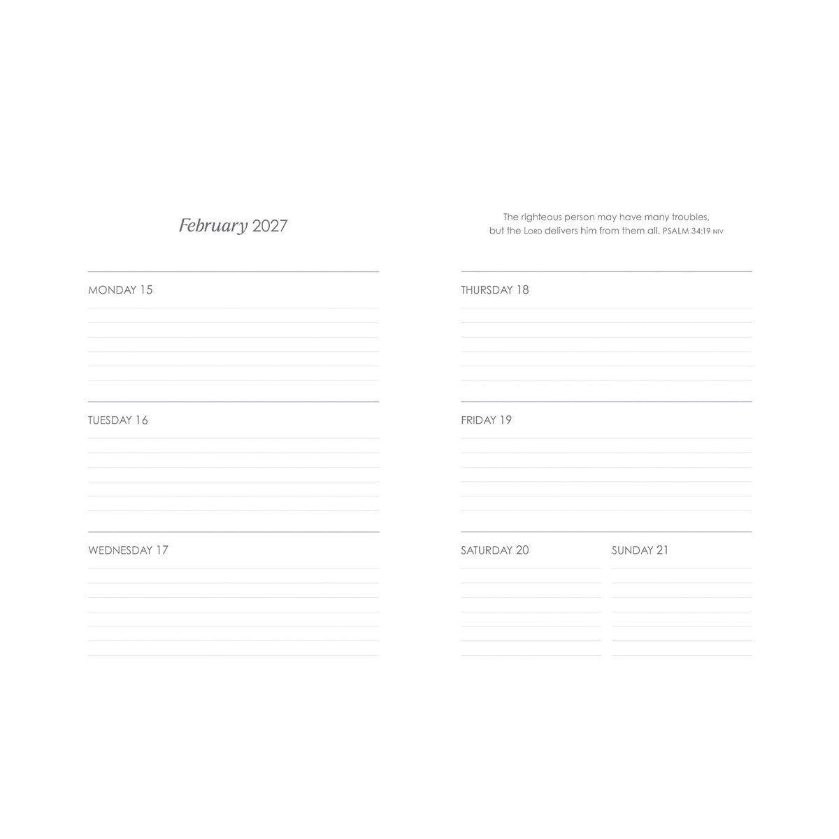 2027 Diary - Daily Planner - Amazing Grace - Wirebound