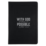 With God All Things Are Possible Black Faux Leather Journal