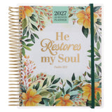 2027 Diary - 18-Month Planner for Women - He Restores My Soul - Wirebound