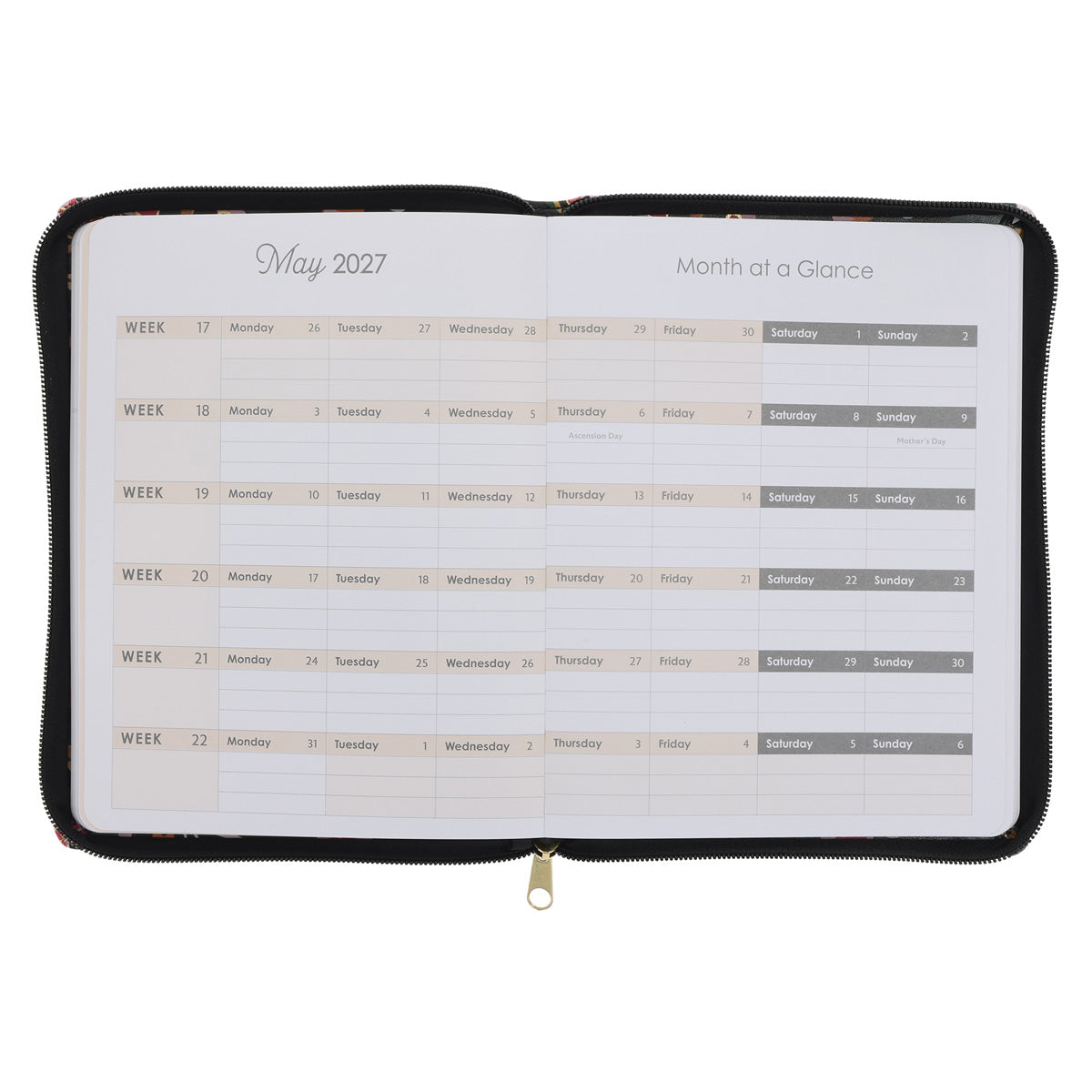 2027 Diary - 18-Month Planner for Women - Trust in the Lord - Faux Leather with Zip