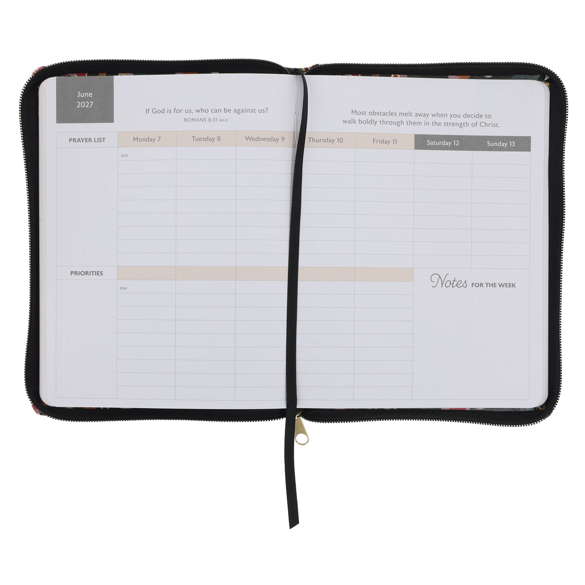 2027 Diary - 18-Month Planner for Women - Trust in the Lord - Faux Leather with Zip