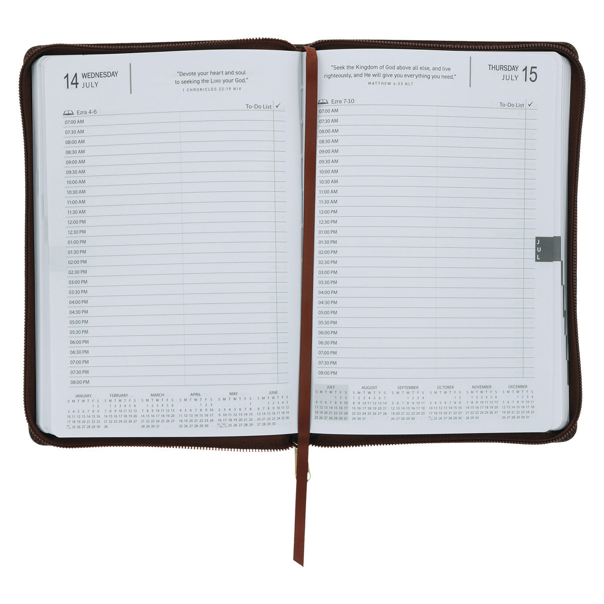 2027 Executive Diary - Daily Planner - For I Know the Plans - Faux Leather with Zip