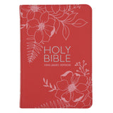 KJV Coral Floral Genuine Leather Compact Large Print Bible