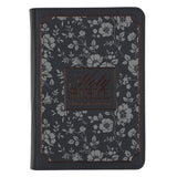 KJV Grey Floral Genuine Leather Compact Large Print Bible