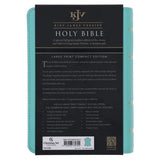 KJV Aqua Floral Genuine Leather Compact Large Print Bible