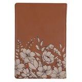 KJV Brown Floral Genuine Leather Thinline Bible Large Print