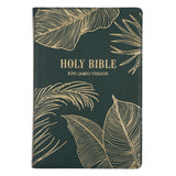 KJV Green Leaves Genuine Leather Thinline Bible Large Print