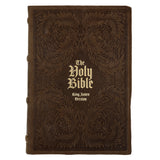 KJV Tan Vintage Design Genuine Leather Thinline Bible Large Print
