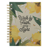Walk by Faith, Not by Sight Yellow Floral Hardcover Wirebound Journal