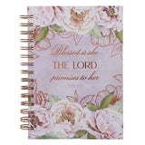 Blessed Is She Who Has Believed Purple Hardcover Wirebound Journal