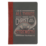 I Can Do All Things Through Christ Hardcover Faux Leather Journal with Elastic Closure