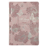 With God All Things Floral and Butterfly Blush Faux Leather Journal with Zipped Closure