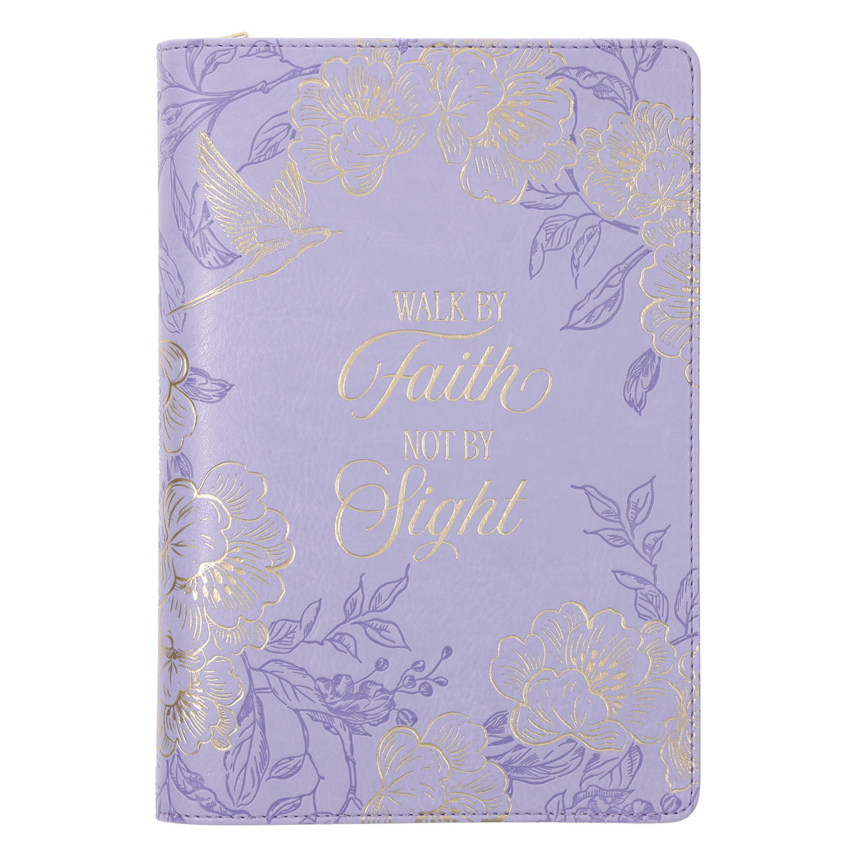 Walk by Faith Not by Sight Lavender Faux Leather Journal with Zipped Closure