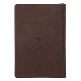 Refuge and Strength Two-Tone Brown Faux Leather Journal with Zipped Closure
