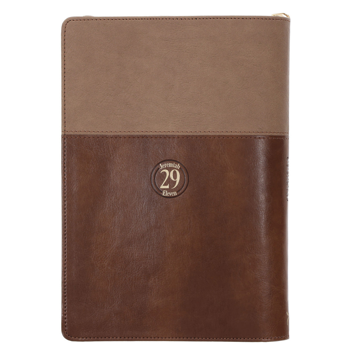 I Know the Plans Two-Tone Brown Faux Leather Journal with Zipped Closure